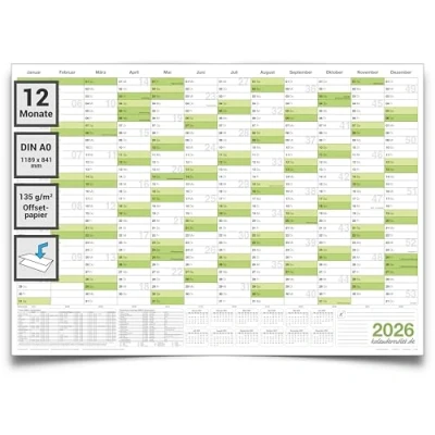 Abbildung von Kalenderoutlet Din A0 Wandkalender 2024 Jahresplaner XXL gefaltet, sehr großer Kalender deutsch sprachig 1189x 841mm