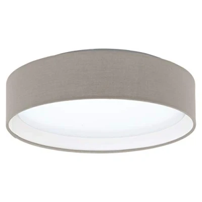 Abbildung von EGLO LED Deckenlampe Pasteri, Textil Deckenleuchte Schlafzimmer, Lampe Decke Wohnzimmer, Wohnzimmerlampe aus Stoff und Kunststoff in Taupe Weiß, Ø 32 cm