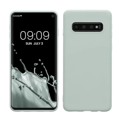 Abbildung von kwmobile Hülle kompatibel mit Samsung Galaxy S10 weiches TPU Silikon Case Cover geeignet für kabelloses Laden Cool Mint