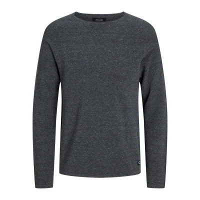 Abbildung von JACK &amp; JONES Herren Strickpullover Rundhals Basic Langarm Sweater Baumwolle Shirt JJEHILL, Farben:Dunkelgrau,Größe Pullover:L