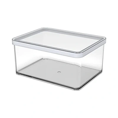 Abbildung von Rotho Loft rechteckige Vorratsdose 2.25l mit Deckel und Dichtung, Kunststoff (SAN) BPA frei, transparent/weiss, (20.0 x 15.0 9.6 cm)