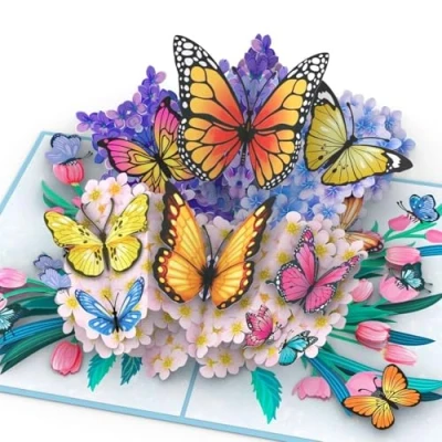 Abbildung von papercrush® Pop Up Karte Schmetterlinge auf Blumen 3D Geburtstagskarte für Frau, Freundin &amp; Mama (Gute Besserung, Geldgeschenk, Hochzeit, Jahrestag) Besondere Glückwunschkarte zum Muttertag