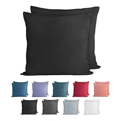 Abbildung von Komfortec 100% Baumwolle Kissenbezüge 2er Set 40x40 cm, Superweicher Premium Jersey Kopfkissenbezug 150 g/m², Kissenhülle, Tiefseeblau
