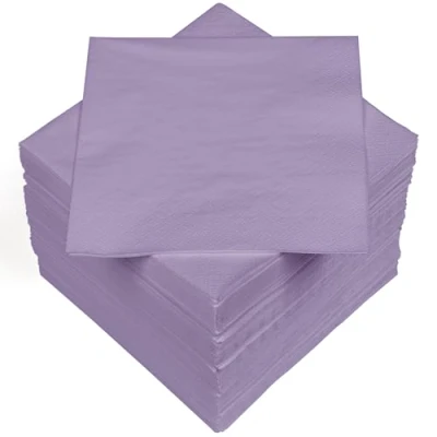 Abbildung von HEKU 100 einfarbige Servietten, 3 lagig, 33x33cm I Einheitliche Qualität für Veranstaltungen &amp; Gastronomie Praktische 5er Packung Hoch saugfähig und stilvoll, flieder