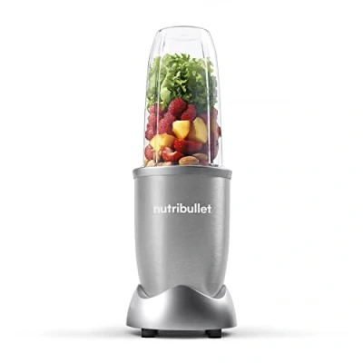 Abbildung von nutribullet Pro, 900 Watt Leistung, Einfach und schnell in der Anwendung, Kompakt, Leicht zu reinigen, Mit 700 ml Becher, Smoothiemixer, Smoothie Maker, Elektrischer Mixer, NB904S, Silber
