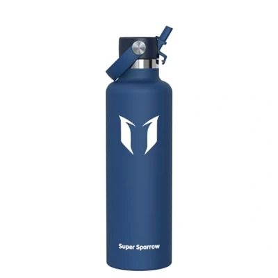 Abbildung von Super Sparrow Edelstahl Trinkflasche Kinder 18/10 Ultraleicht Thermobecher 1L Standardmund Stroh Deckel BPA Frei Thermoskanne, Thermosflasche für Sport, Travel, Schule, Outdoor, Büro