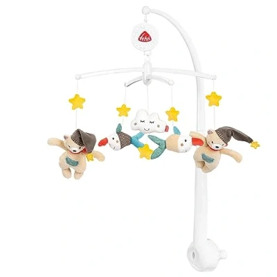Abbildung von Fehn Musik Mobile Bruno Baby Einschlafhilfe Musikspielzeug mit süßen Tieren Babymobile Spieluhr Melodie &quot;Weißt du wieviel Sternlein&quot; Musikmobile Babybett Spielzeug für Babys von 05 Monaten, 1 Stück (1er Pack)