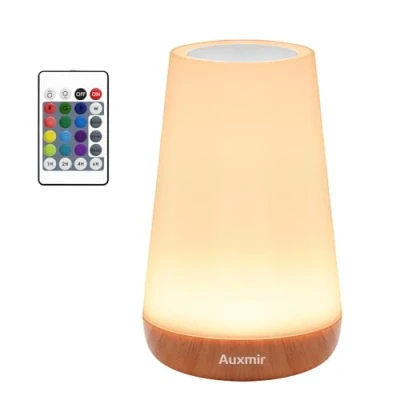Abbildung von Auxmir Nachttischlampe Nachtlicht Touch Dimmbar mit 13 Farben und 4 Modi, LED Tischlampe USB Aufladbar Fernbedienung, Nachtlampe Timing Funktion für Schlafzimmer Wohnzimmer, Hellbraun