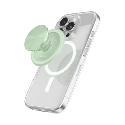 Abbildung von PopSockets: PopGrip Round für MagSafe Inklusive Adapterring Ausziehbarer Sockel und Griff mit einem Austauschbarem Top Smartphones Hüllen Aluminum Honeydew