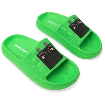 Abbildung von Minecraft Zehentrenner für Jungen, Schlappen Sandalen Kinder Geschenke Jungs (Grün Drachen Schlappen, 28 29 EU)
