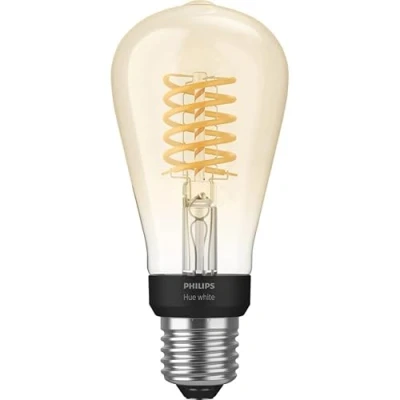 Abbildung von Philips Hue White E27 Filament ST64 550lm, warmweißes Licht, dimmbar, steuerbar via App, kompatibel mit Amazon Alexa (Echo, Echo Dot)