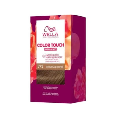 Abbildung von Wella Professionals Color Touch demi permanente Haarfarbe ohne Ammoniak Haarfärbemittel mit bis zu 50 % Grauhaar Abdeckung Ansatz Kit inkl. Haarmaske 7/1 Medium Ash Blonde (130 ml)