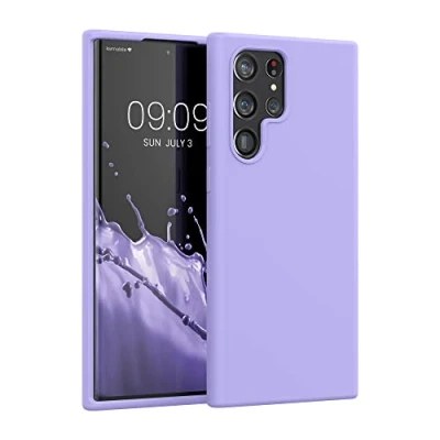 Abbildung von kwmobile Hülle kompatibel mit Samsung Galaxy S22 Ultra Silikon Handy Case Handyhülle weiche Oberfläche kabelloses Laden Lavendel