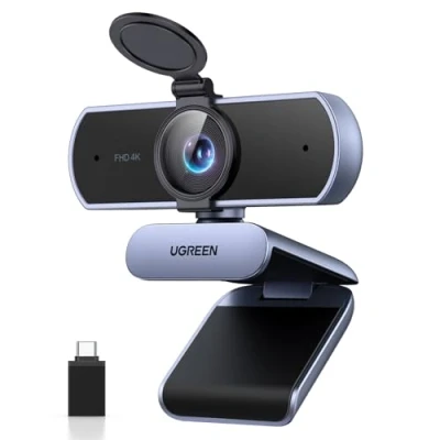 Abbildung von UGREEN UHD Webcam 4K, mit Mikrofon und Objektivabdeckung, PC Kamera Autofokus, Automatische Lichtkorrektur, 70FOV, USB A/C Anschluss, für PC/Laptop/Windows/Mac/Linux/Skype/FaceTime