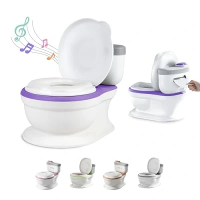 Abbildung von Baby töpfchen Mit Geräusch Für Töpfchentraining Und Kindertoilette Bequem, Rutschfest Spülgeräusch Musik Leicht Zu Entleeren Herausnehmbarem Topf