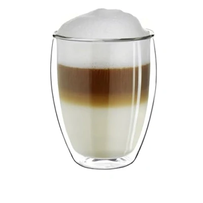 Abbildung von Creano doppelwandiges XXL Thermoglas 400ml, Extra großes hitzebeständiges Kaffeeglas/Teeglas/Latte Macchiato aus Borosilikatglas