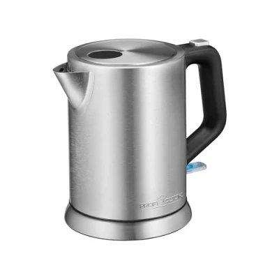 Abbildung von ProfiCook Wasserkocher 1L Edelstahl mit schlichtem Design Einhandbedienung und Wasserstandsanzeige BPA frei klein verriegelbarem Deckel 2200 W PC WKS 1106
