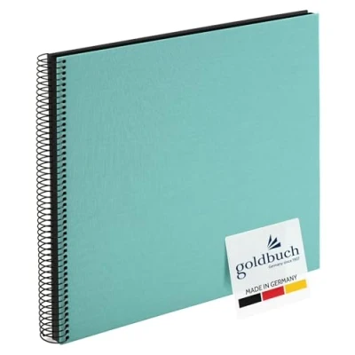 Abbildung von goldbuch 25507 Spiralalbum Bella Vista, Foto Album 35 x 30 cm, Fotoalbum mit 40 schwarze Seiten, Erinnerungsalbum aus Leinen, Fotobuch für Bilder und Fotos zum Einkleben, Aqua