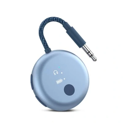 Abbildung von Avantree SoundJet R1 Flugzeug Bluetooth Adapter für Kopfhörer &amp; AirPods Flugreisen, aptX Adaptive, 20 Stunden Akkulaufzeit, Wireless Audio Transmitter mit Qualcomm Chip Himmelblau