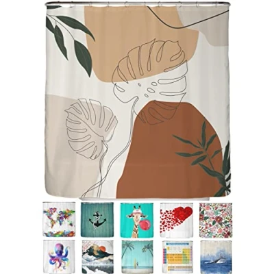 Abbildung von arteneur® Boho Anti Schimmel Duschvorhang 180x200 cm Recycelt mit Öko Tex Standard 100 Beschwerter Saum, Blickdicht, Wasserdicht, Waschbar, 12 Ringe &amp; E Book