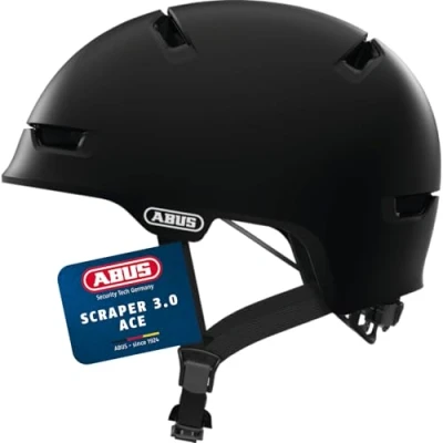 Abbildung von ABUS Stadthelm Scraper 3.0 ACE Robuster Fahrradhelm für den Stadtverkehr Damen und Herren Schwarz Matt, Größe M