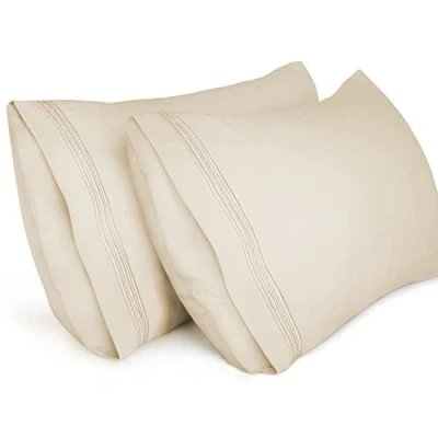 Abbildung von Lirex 2er Pack Kissenbezug 50 x 75 cm, Weiche Gebürstete Mikrofaser Kissenbezüge, Hotelverschluss kopfkissen bezug，Kopfkissenbezug aus weichem ，Oeko TEX Zertifiziert (Beige)