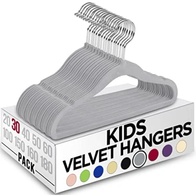 Abbildung von Utopia Home Kids Kleiderbügel Velvet (30 Pack) 11 Inch Durable Baby für Closet Perfect Toddler Nursery Non Slip den täglichen Gebrauch (Grau)