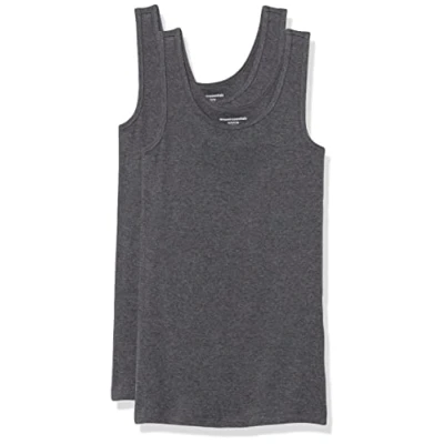 Abbildung von Amazon Essentials Damen Tanktop schlanke Passform, 2er Pack, Dunkelgrau Meliert, S