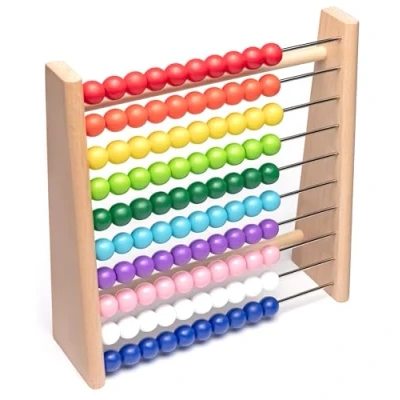 Abbildung von Natureich Abakus Rechenrahmen aus Holz Buche für Grundschüler / 100 Holzrechenbrett/Bunte Kugeln mit Aufgaben/Spiel und Spaß Rechenprofis/Lernen leichtgemacht