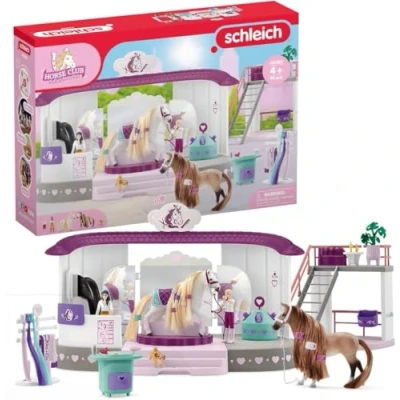 Abbildung von schleich HORSE CLUB 42588 Sofia&#039;s Beauties Pferde Beautysalon mit Stall, Bürsten Zubehör, Figuren 99 teiliges Spielset Pferd Mähne zum Striegeln Spielzeug ab 4 Jahren