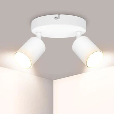Abbildung von Ketom Deckenstrahler LED Weiß 2 Flammig Rund Deckenleuchte Schwenkbar GU10 Deckenlampe Spot Modern Ohne Leuchtmittel