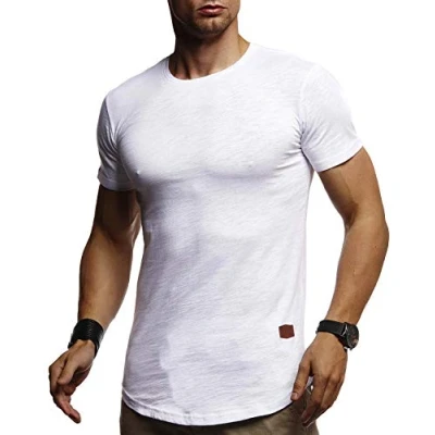 Abbildung von Leif Nelson Herren T Shirt Sommer Rundhals Ausschnitt (Weiß, Größe XXL), Regular Fit 100% Baumwolle, Basic Männer Kurzarm