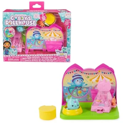 Abbildung von Gabby&#039;s Dollhouse Deluxe Room Spielset, Fest Raum mit Kätzchen Narwal (engl. Kitty Narwhale), Möbelstücken und thematischem Zubehör, ab 3 Jahren