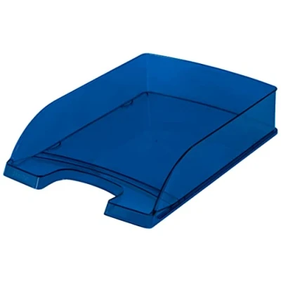 Abbildung von Leitz Briefkorb Standard A4, 5er Pack, Transparente Briefablage in Premium Qualität, Stapelbare Ablagefächer als Schreibtisch Organizer, Kombinierbar mit Plus Serie, Blau, 52260039