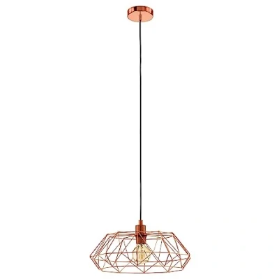 Abbildung von EGLO Pendellampe Carlton 2, 1 flammige Vintage Pendelleuchte, Retro Hängelampe aus Stahl, Farbe: Kupfer, Fassung: E27