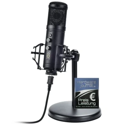 Abbildung von DOCKIN® MP2000 Kondensator Mikrophon für PC, Gaming, Podcast &amp; Streaming USB Standmikrofon Aufnahmen Mikrofon mit schwerem Ständer [Volle Ausstattung Beste Klangqualität] Microphone PC