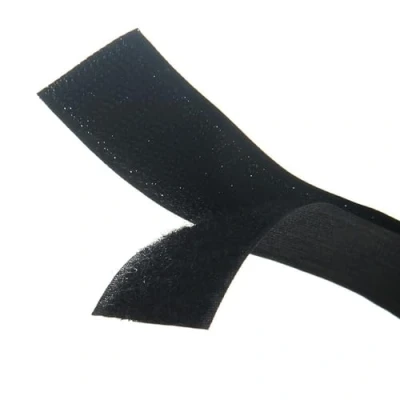 Abbildung von Schwarzes Klettband Set zum Aufnähen mit nicht klebender Rückseite aus Nylongewebe, 5 cm 1 m