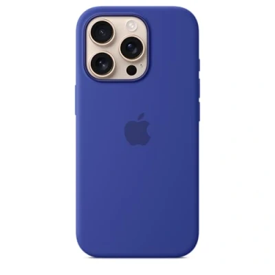 Abbildung von Apple Silikon Back Cover Blau MagSafe iPhone 16 Pro
