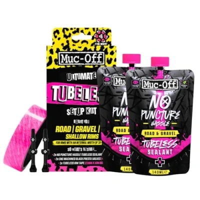 Abbildung von Muc Off Ultimate Tubeless Kit Setup Für Ready Fahrräder, Straße/Kies/CX 44 mm Enthält Felgenband, Fahrrad Flickzeug, Ventile und Reifendichtmittel