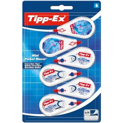 Abbildung von BIC Tipp Ex Mini Pocket Mouse Korrekturroller 6 m x 5 mm, 6er Pack: 4 neutral + 2 dekoratives Hydro Dipping Design