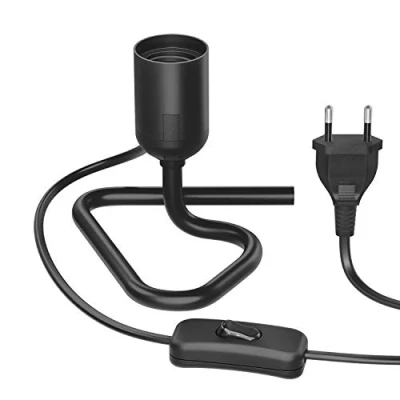 Abbildung von ledscom.de Tischlampe/Lampenfassung/Triangle Dreieckfuß TRIN, Schalter, Aluminium, schwarz, 1x E27 max. 60W, Atmosphärelampe, Leselicht, Lampensockel, Ambiente Licht, Vintage, Loft, Retro