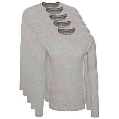 Abbildung von Lower East Langarmshirt Herren Baumwolle I 5er Set Longsleeve Herren, Langarmshirt, Shirt Langarm Langarmshirts für T Langarm, Longshirt Grau XL