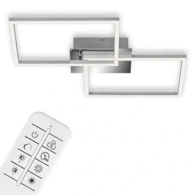 Abbildung von BRILONER LED Deckenlampe mit Fernbedienung, dimmbar, einstellbar von warmweiß bis neutralweiß, Lampe, Deckenleuchte, Wohnzimmerlampe, Schlafzimmerlampe, Küchenlampe, 50x38,8x7,8 cm, Chrom Alu