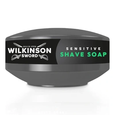 Abbildung von Wilkinson Sword Rasierseife für empfindliche Haut. Ideal Herren Kosmetiktaschen, Barbier Sets zu Hause, und Schale Haut, 1 Stück