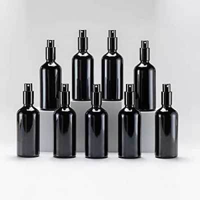 Abbildung von Yizhao Schwarz Sprühflasche 100ml, Klein Glas mit Zerstäuber, für Ätherisches Öle, Kosmetik, Parfüm, Reinigung, Reiseflasche, Apotheker, Set 9Pcs