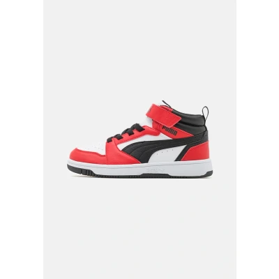 Abbildung von Puma Rebound V6 MID JR Unisex Sneaker high für Kinder, Größe: 37.5, White/black/for all time red Schuhe