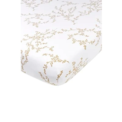 Abbildung von Meyco Baby Branches Spannbettlaken für die Babywiege (Bettlaken aus 100% Jersey Baumwolle, extra weich, bequem und atmungsaktiv, perfekte Passform durch Rundum Gummizug, Größe: 40 x 80/90cm), Sand