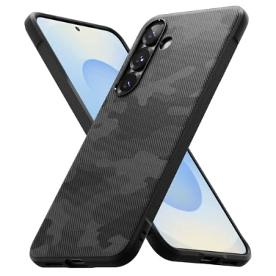 Abbildung von Ringke Onyx [Fester Griff] Kompatibel mit Samsung Galaxy S25 Hülle, rutschfeste Anti Fingerabdruck Stoßfeste Kratzfeste TPU Schutzhülle Tarnmuster Camo Black