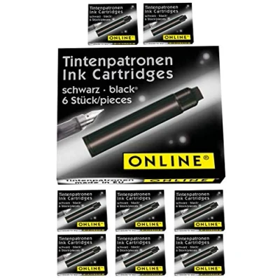 Abbildung von Online 17033 Standard Tintenpatronen im Vorteilspack, universelle Füller Tinte, kompatibel mit allen gängigen Füllern, Ersatz Patronen für Füllhalter und Rollerball, Farbe schwarz