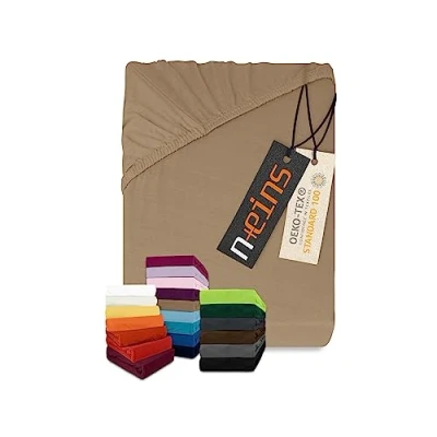 Abbildung von npluseins klassisches Jersey Spannbetttuch vielen Farben + Größen 100% Baumwolle 159.192, 120 x 200 cm, Hellbraun